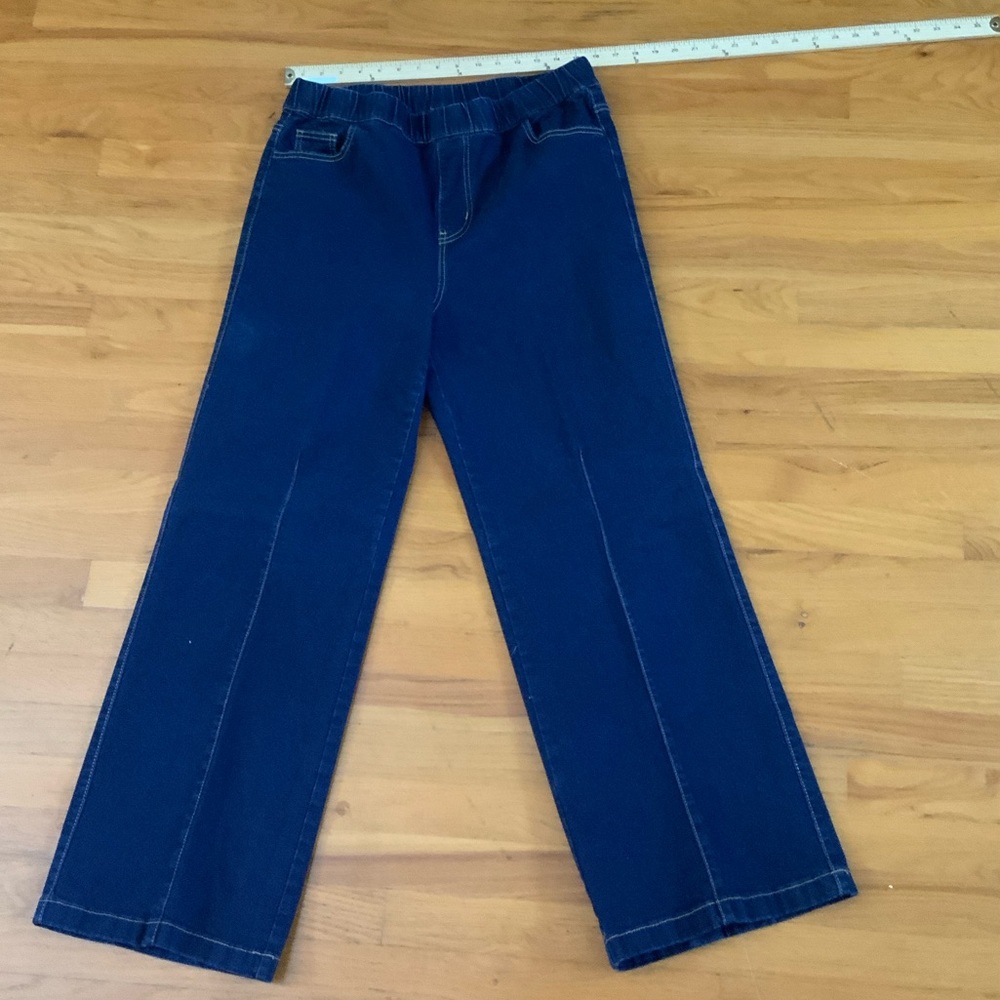 Women's Elastic Waist Straight-Leg Jeans - Dark Blue